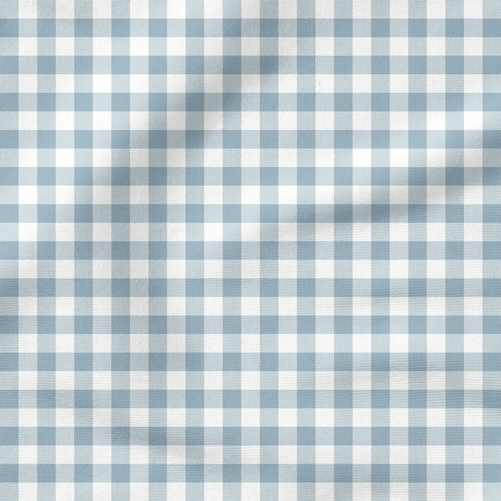 Avaleigh Gingham (Blue) | Stripes and Shapes Fabric Design | Cate and Rainn