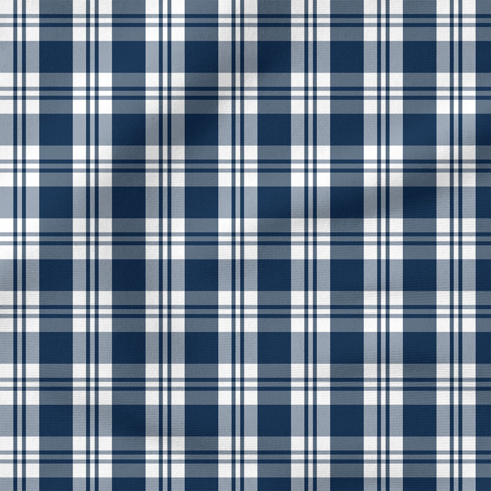 Avaleigh Plaid (Navy) | Stripes and Shapes Fabric Design | Cate and Rainn