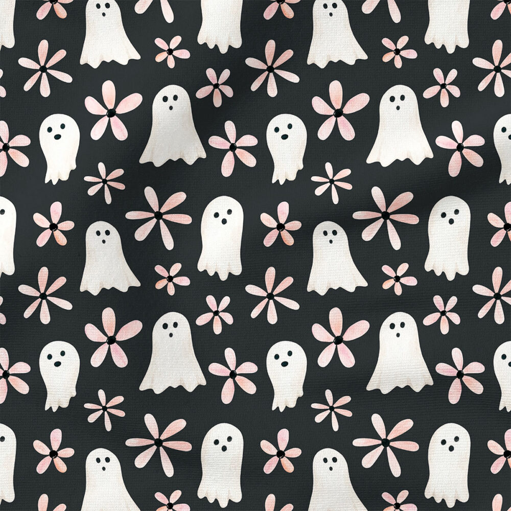 Ghost Flowers (Black) | Holiday Fabric Design | Cate and Rainn