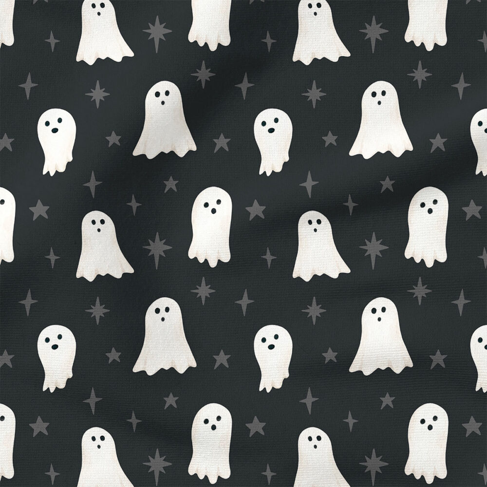 Ghost Sparkles (Black) | Holiday Fabric Design | Cate and Rainn