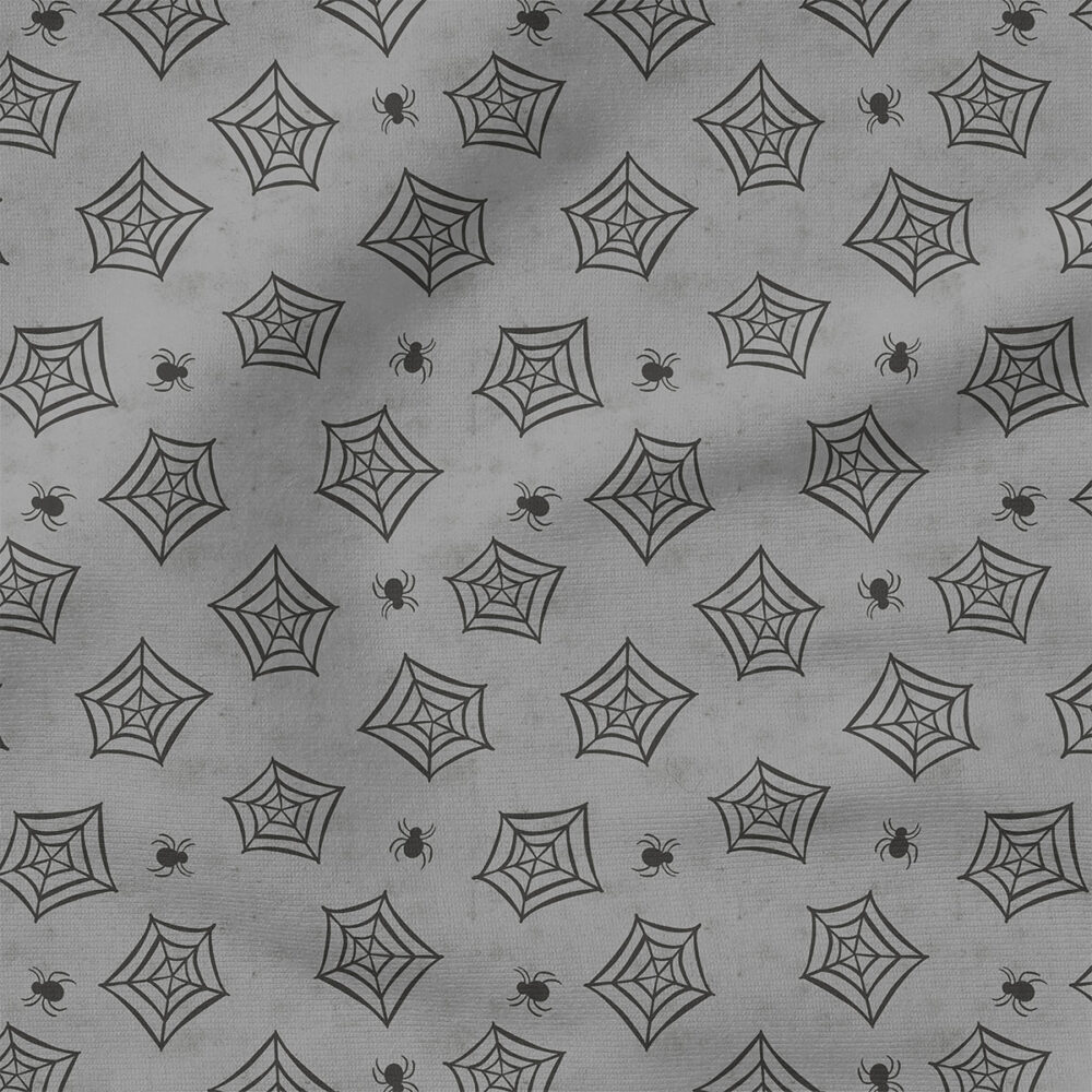 Halloween Spiders (Gray) | Holiday Fabric Design | Cate and Rainn