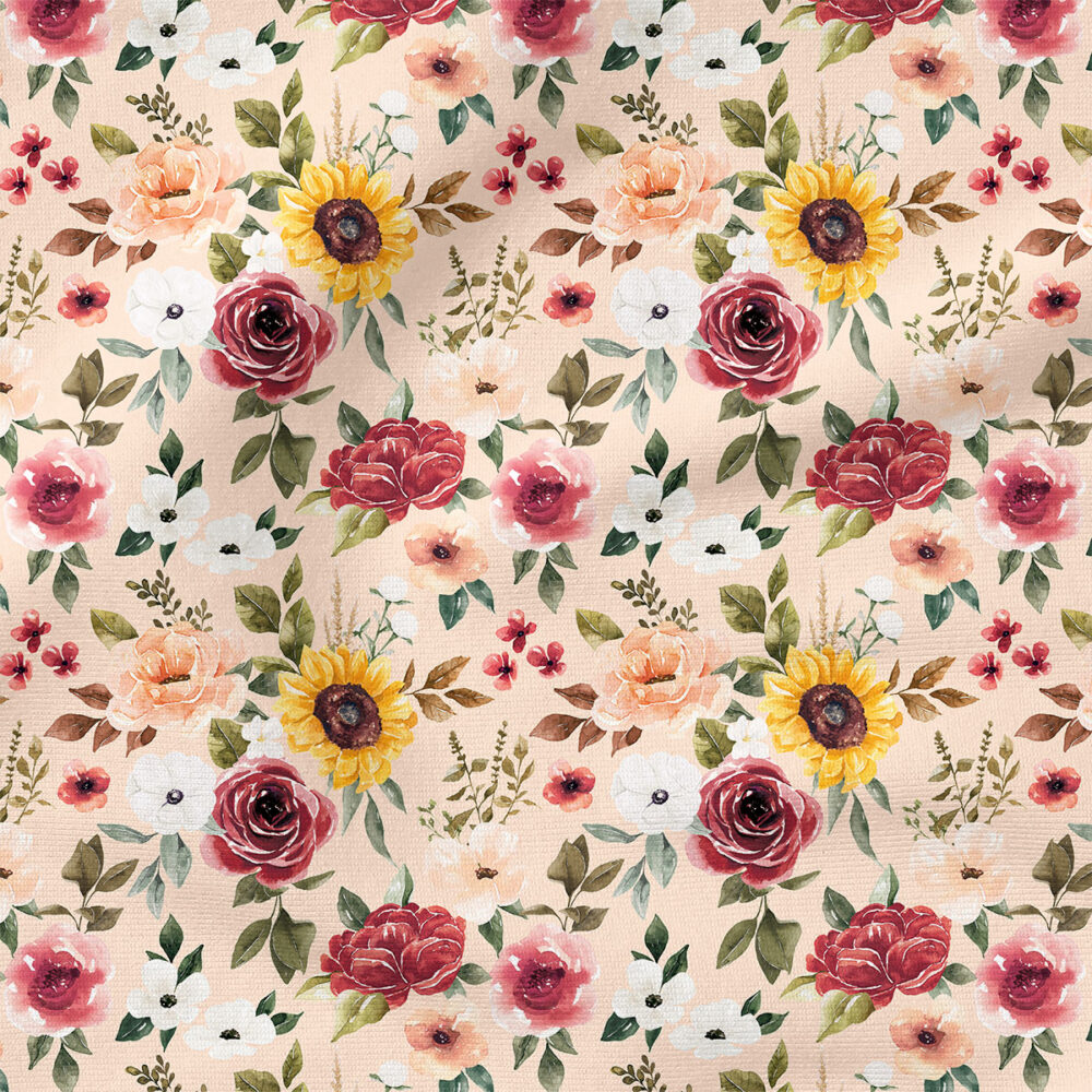 Autumn Bouquet (Pink) | Botanical Fabric Design | Cate and Rainn