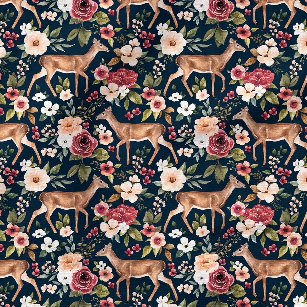 Deer Floral (Navy Blue) | Animals