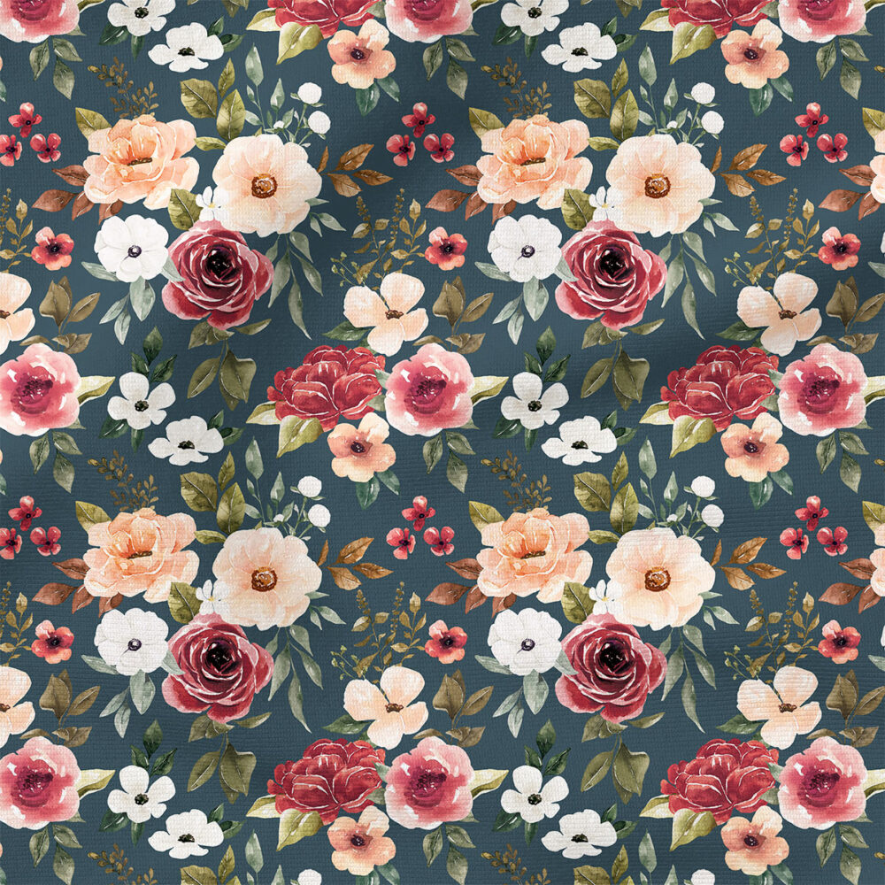 Felicity Floral (Night Blue) | Botanical Fabric Design | Cate and Rainn