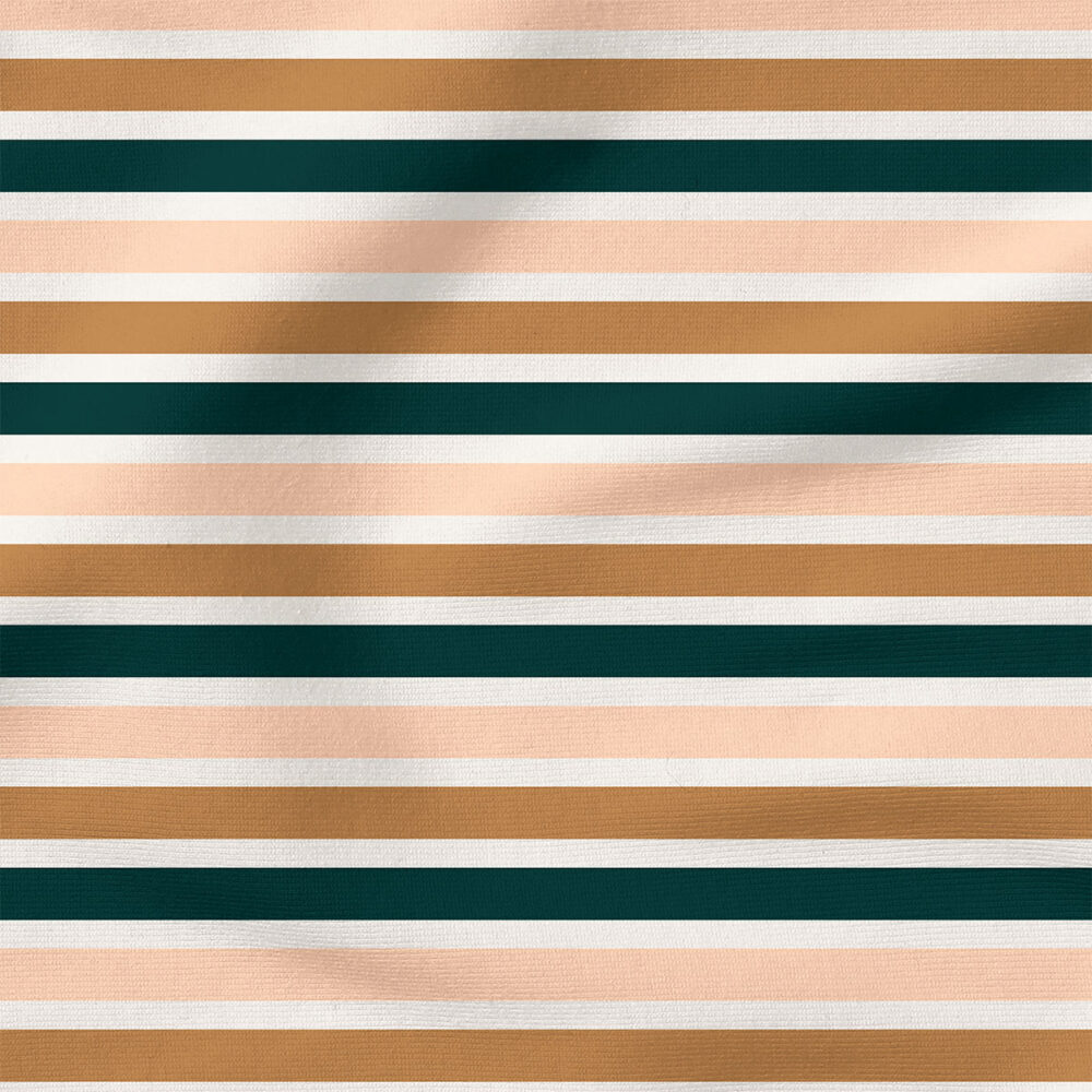 Felicity Stripes (Emerald Caramel) | Stripes and Shapes Fabric Design | Cate and Rainn