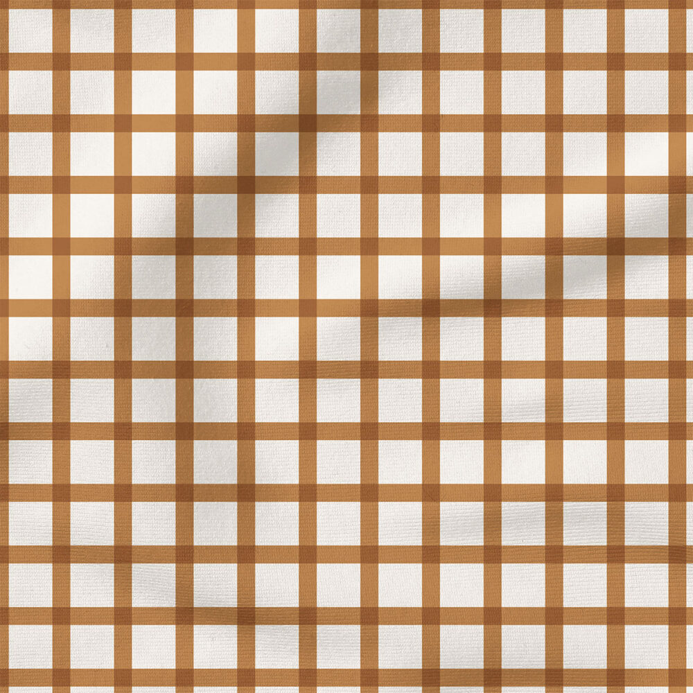 Gingham (Caramel) | Stripes and Shapes Fabric Design | Cate and Rainn