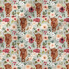 Highland Cow Floral (Blue) | Animals