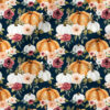 Pumpkin Floral (Navy Blue) | Autumn