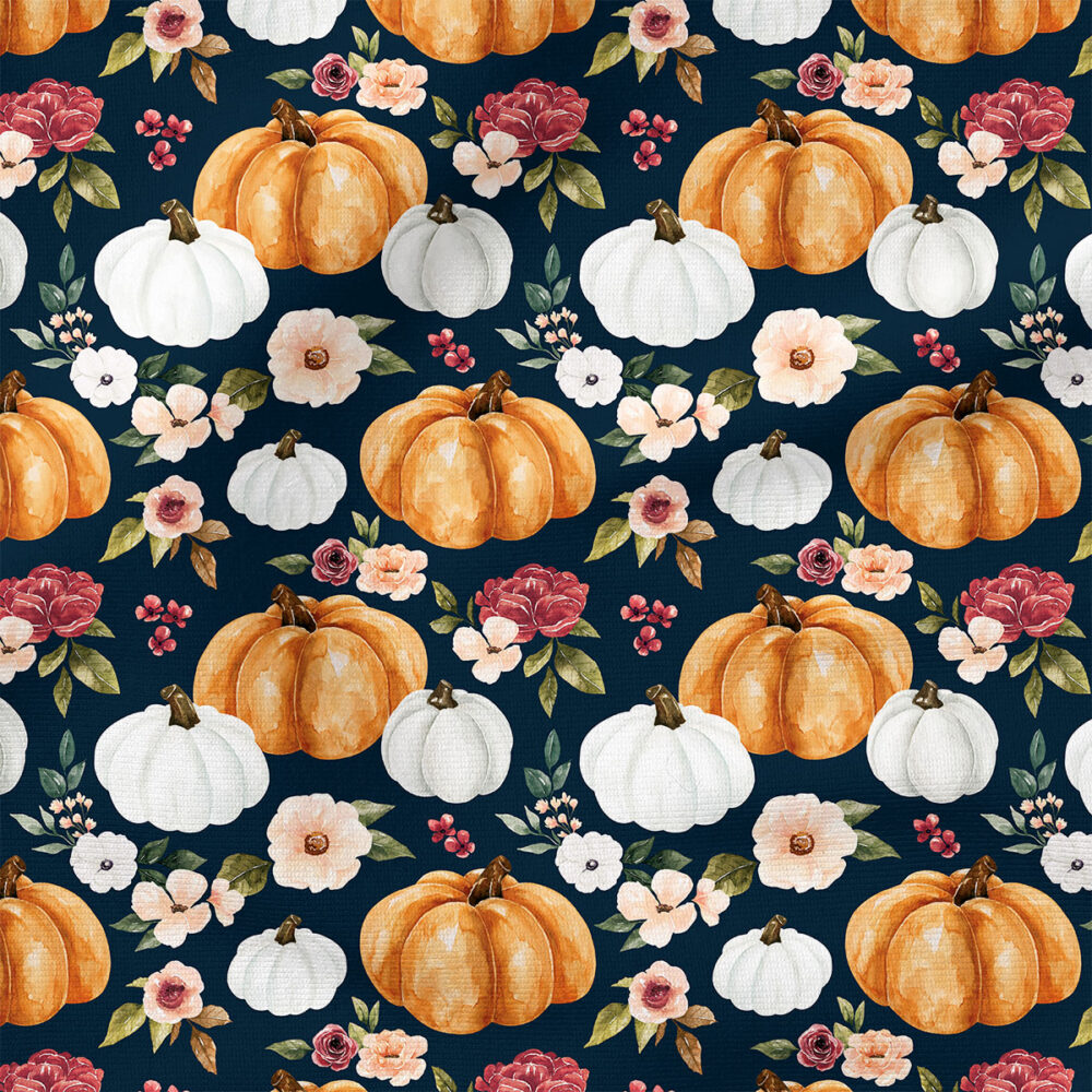 Pumpkin Flowers (Navy Blue) | Autumn