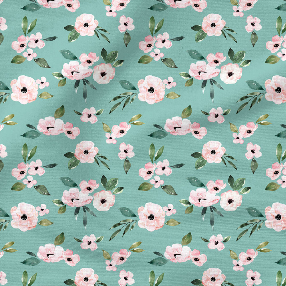 Blush Floral (Teal) | Botanical Fabric Design | Cate and Rainn