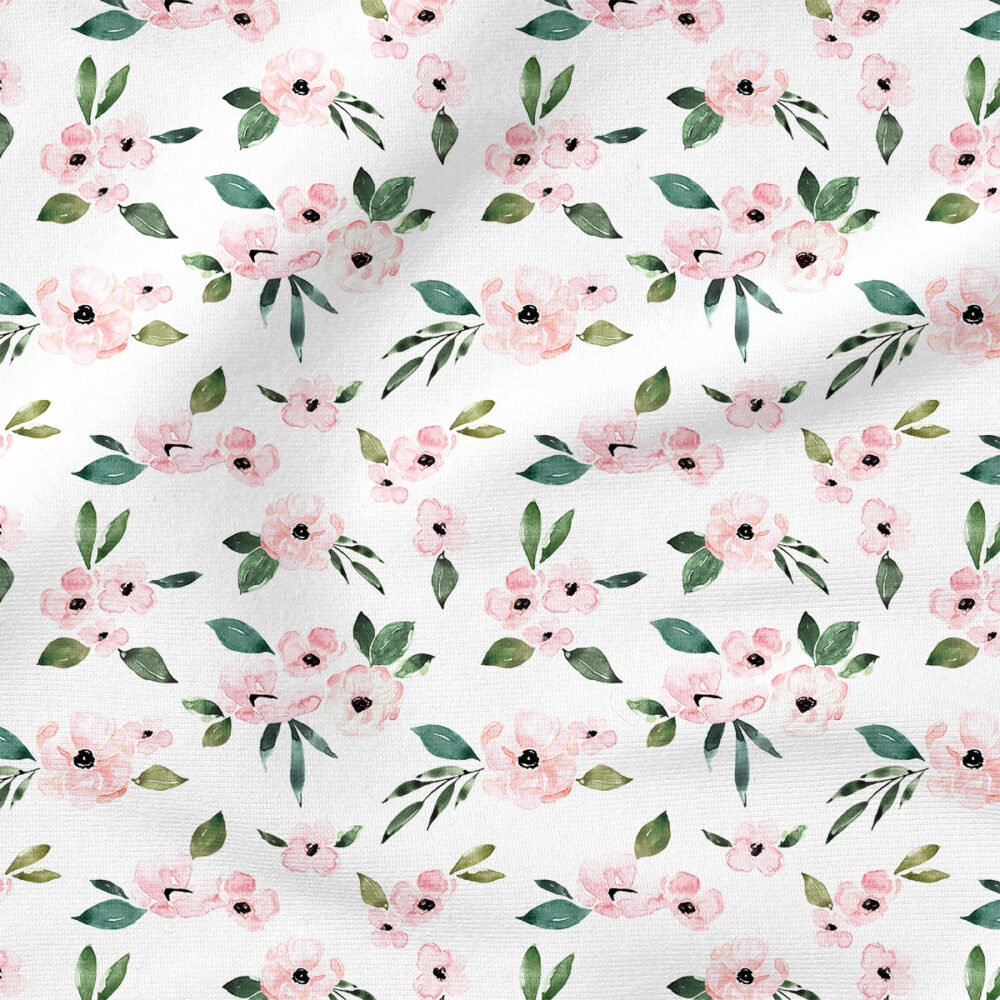 Blush Floral (White) | Botanical Fabric Design | Cate and Rainn