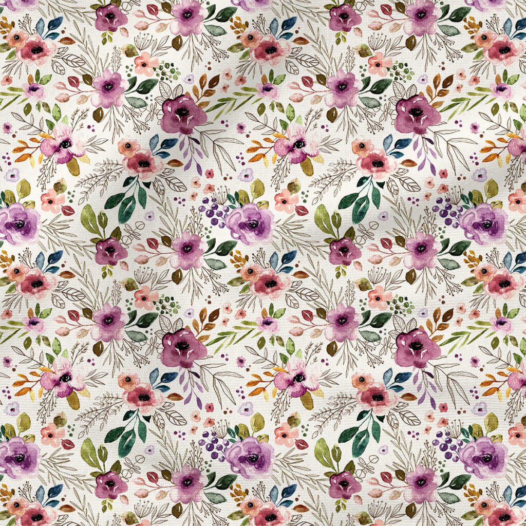 Boho Floral (Cream) | Botanical Fabric Design | Cate and Rainn