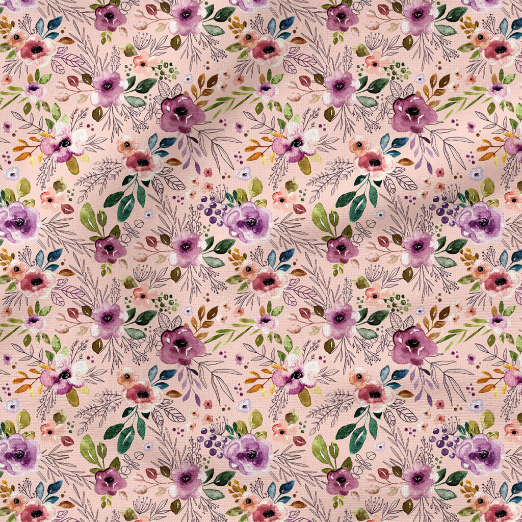 Boho Floral (Pink) | Botanical Fabric Design | Cate and Rainn