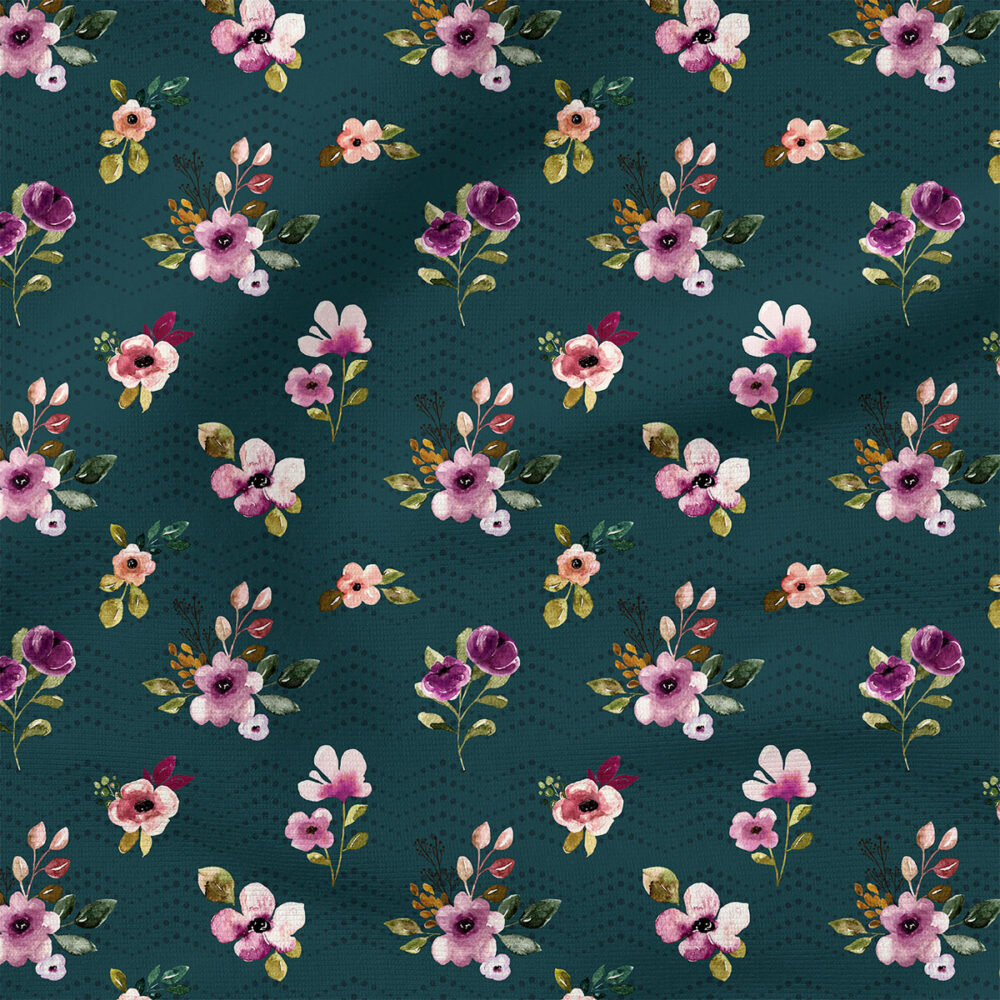 Flower Dots (Green) | Botanical Fabric Design | Cate and Rainn