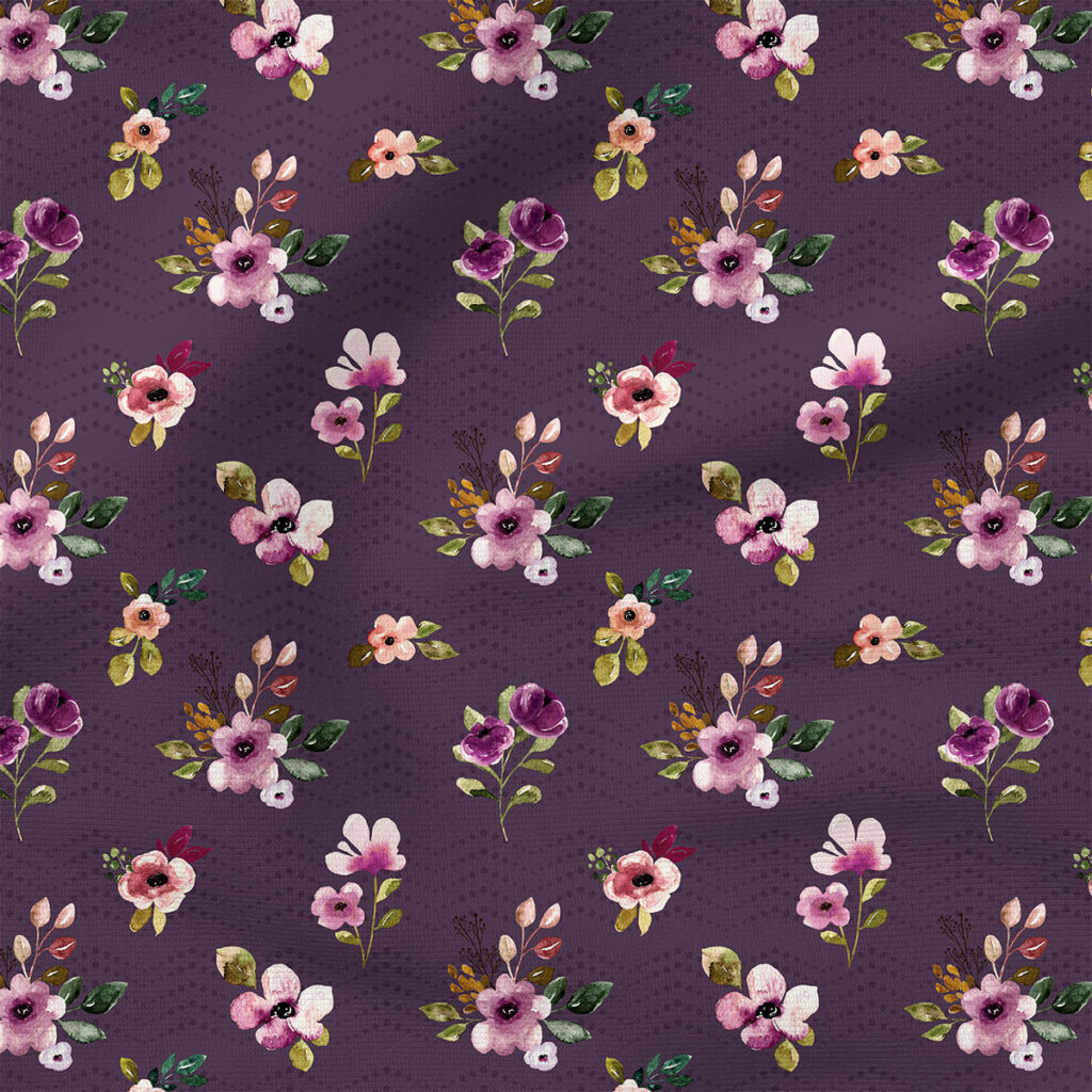 Flower Dots (Purple) | Botanical Fabric Design | Cate and Rainn