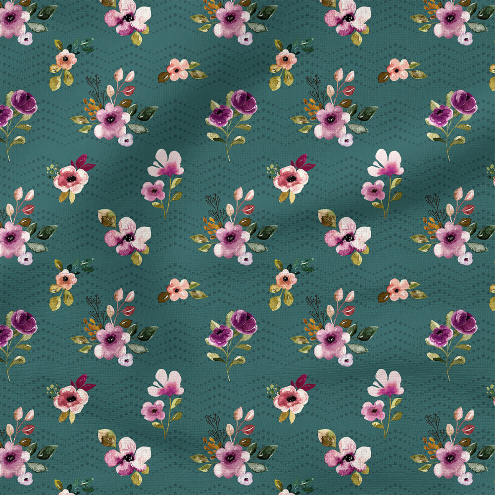 Flower Dots (Teal) | Botanical Fabric Design | Cate and Rainn