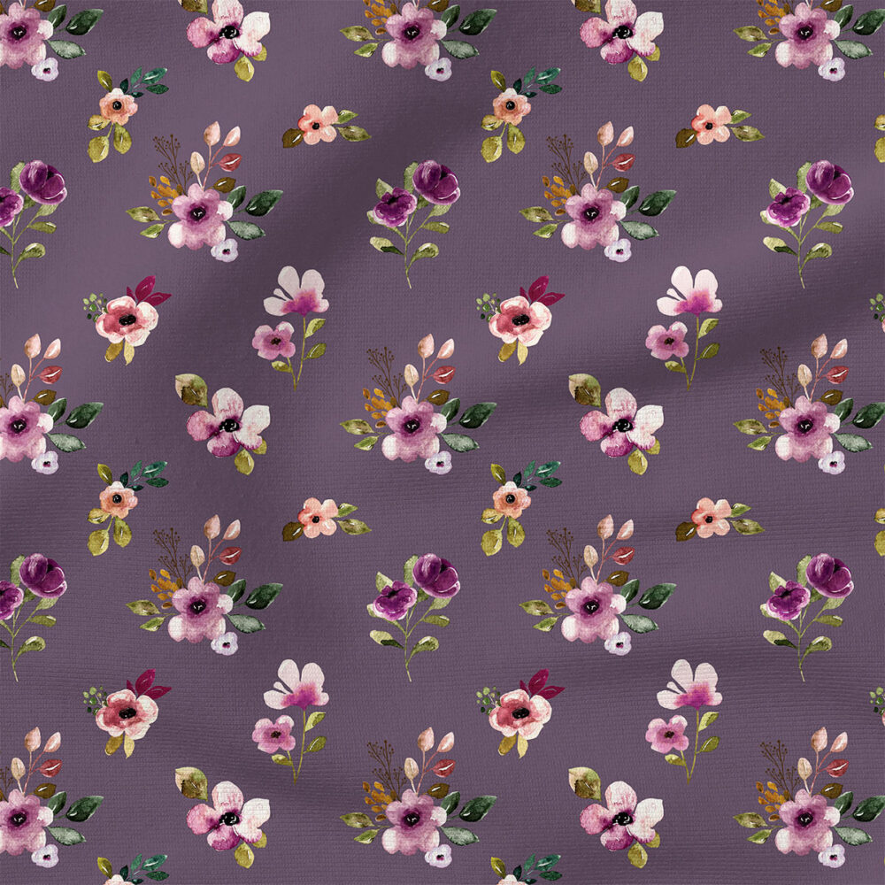 Boho Flowers (Purple) | Botanical Fabric Design | Cate and Rainn