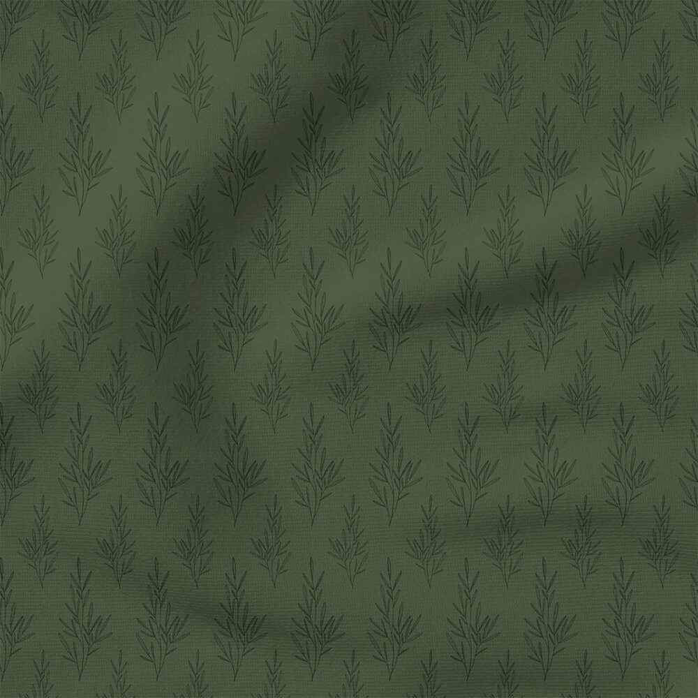 Inked Sprig (Forest Green) | Botanical Fabric Design | Cate and Rainn