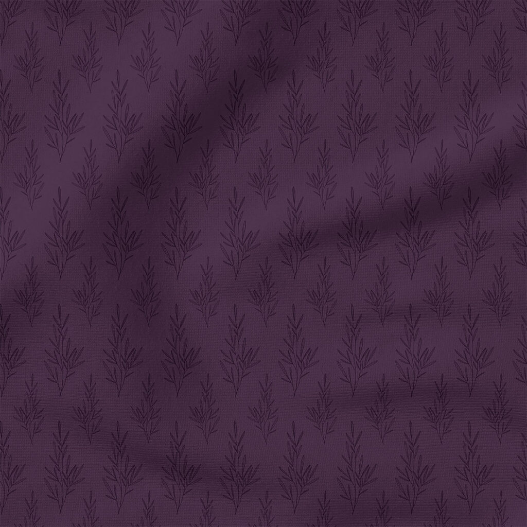 Inked Sprig (Purple) | Botanical Fabric Design | Cate and Rainn