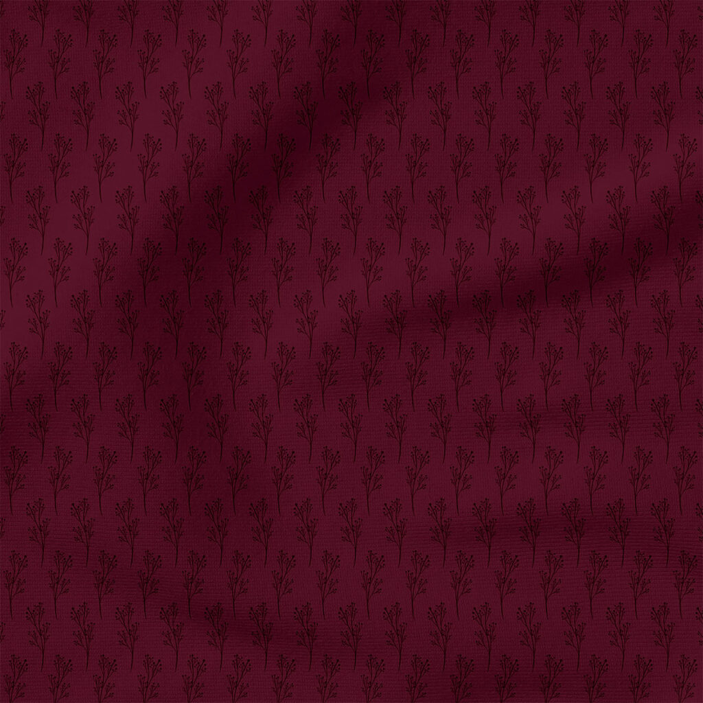 Small Sprig (Merlot) | Botanical Fabric Design | Cate and Rainn