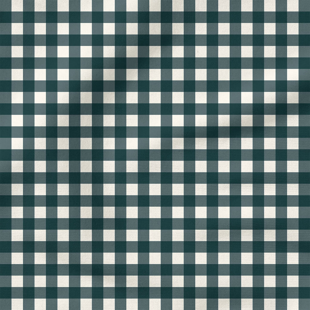 Gingham (Teal) | Stripes and Shapes Fabric Design | Cate and Rainn