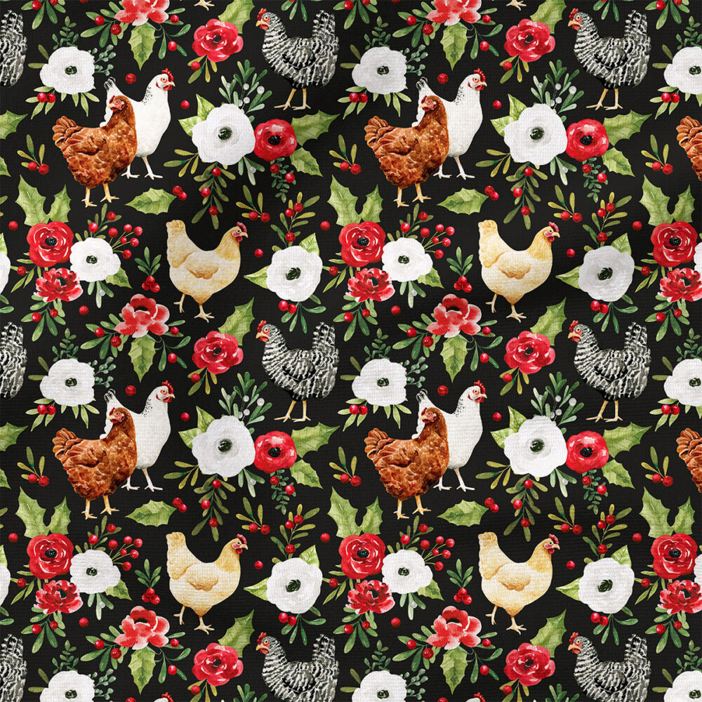 Chicken Floral (Black) | Holiday