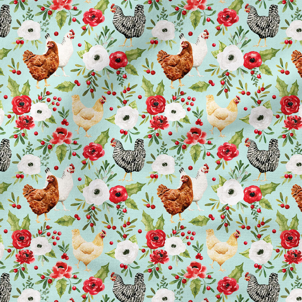 Chicken Floral (Blue) | Holiday