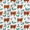 Highland Cow Greenery | Holiday Fabric Design | Cate and Rainn