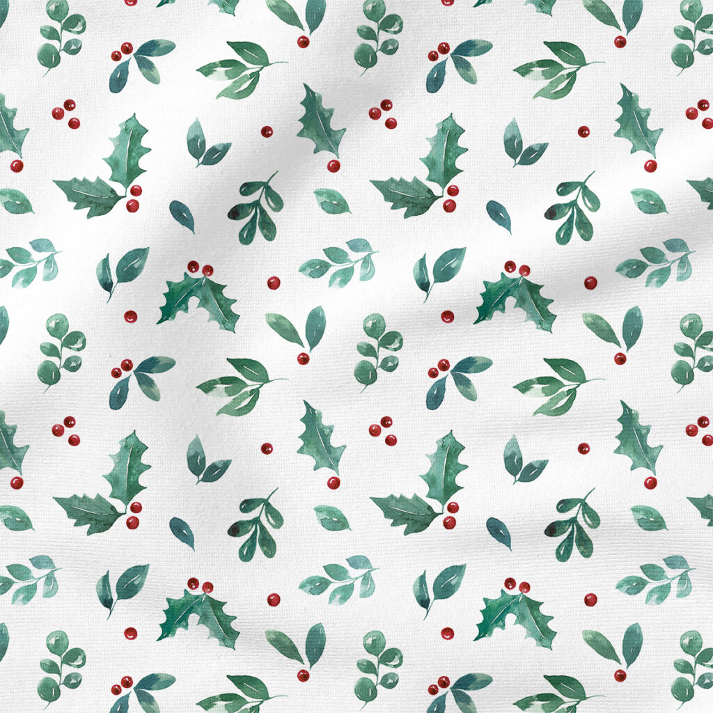 Holly Berries Minimalist | Holiday Fabric Design | Cate and Rainn