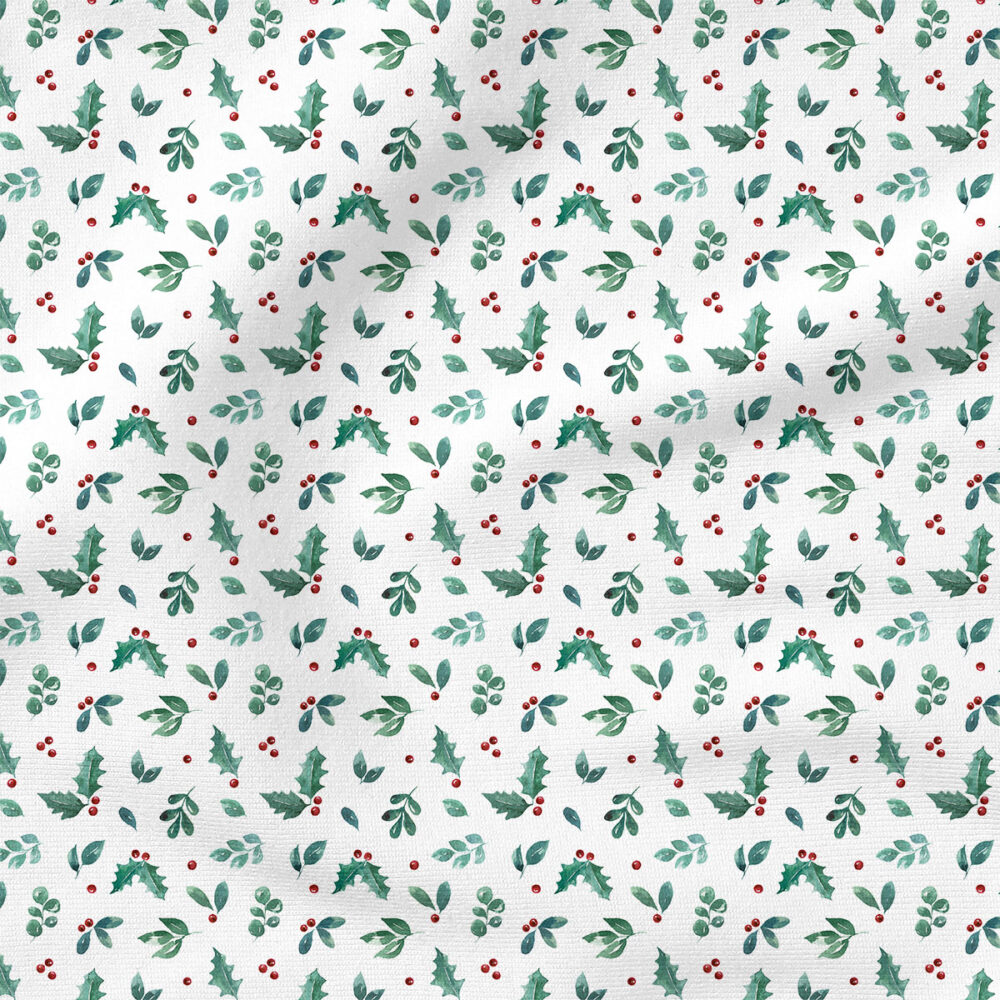 Holly Berries Minimalist (Small) | Holiday Fabric Design | Cate and Rainn