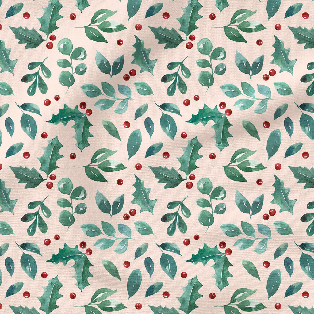 Holly Berries (Pink) | Holiday Fabric Design | Cate and Rainn