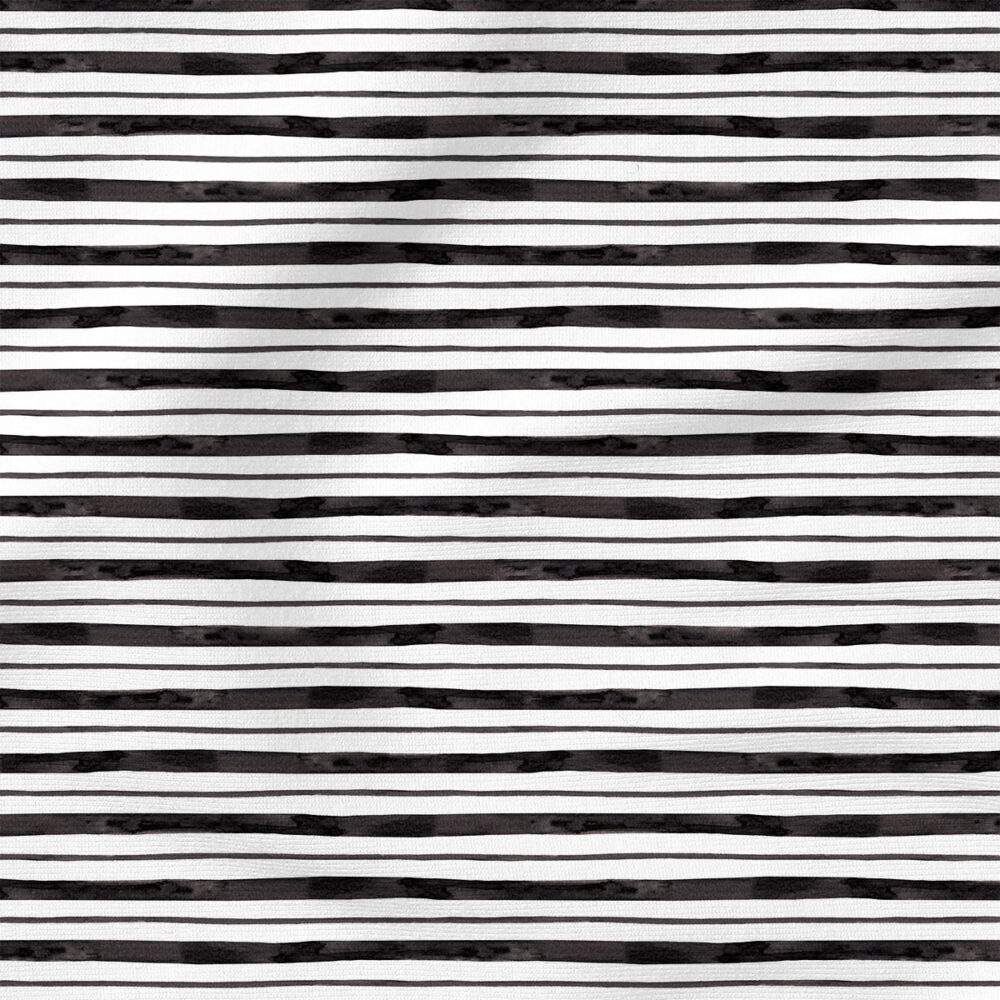 Horizontal Stripe (Black White) | Holiday Fabric Design | Cate and Rainn