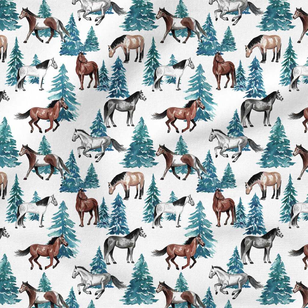 Horses (Trees) | Holiday Fabric Design | Cate and Rainn