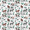 Horses Greenery | Holiday Fabric Design | Cate and Rainn