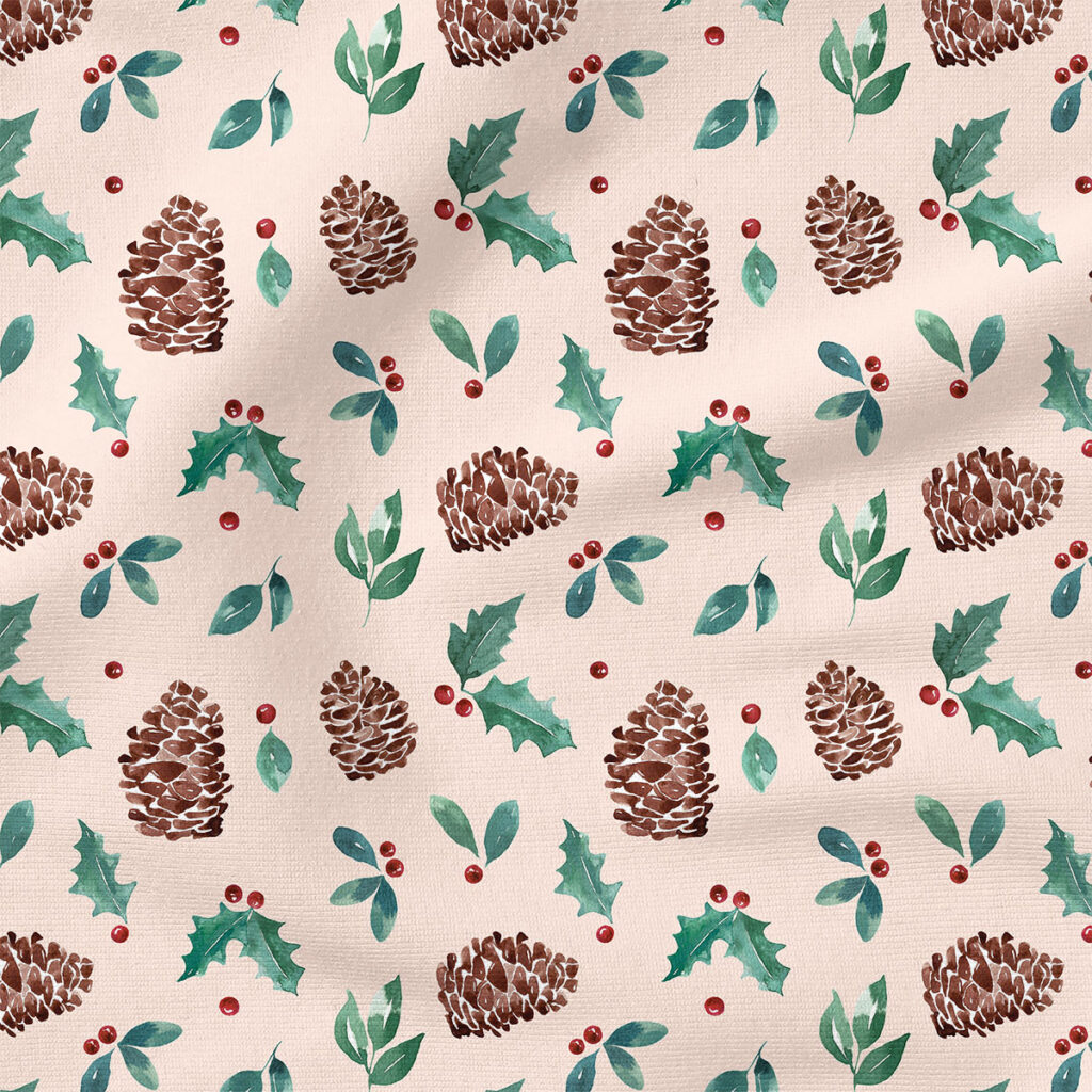 Pinecone (Pink) | Holiday Fabric Design | Cate and Rainn