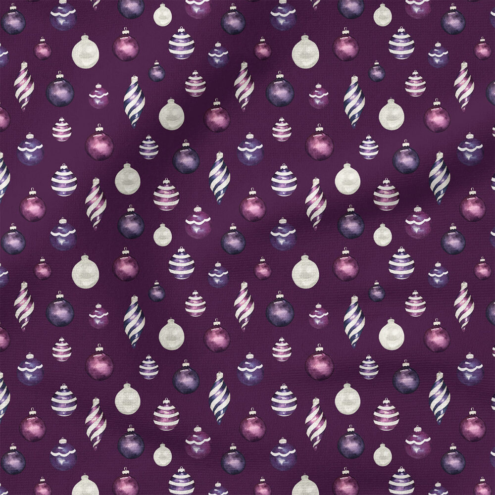 Ornaments (Dark Purple) | Holiday Fabric Design | Cate and Rainn