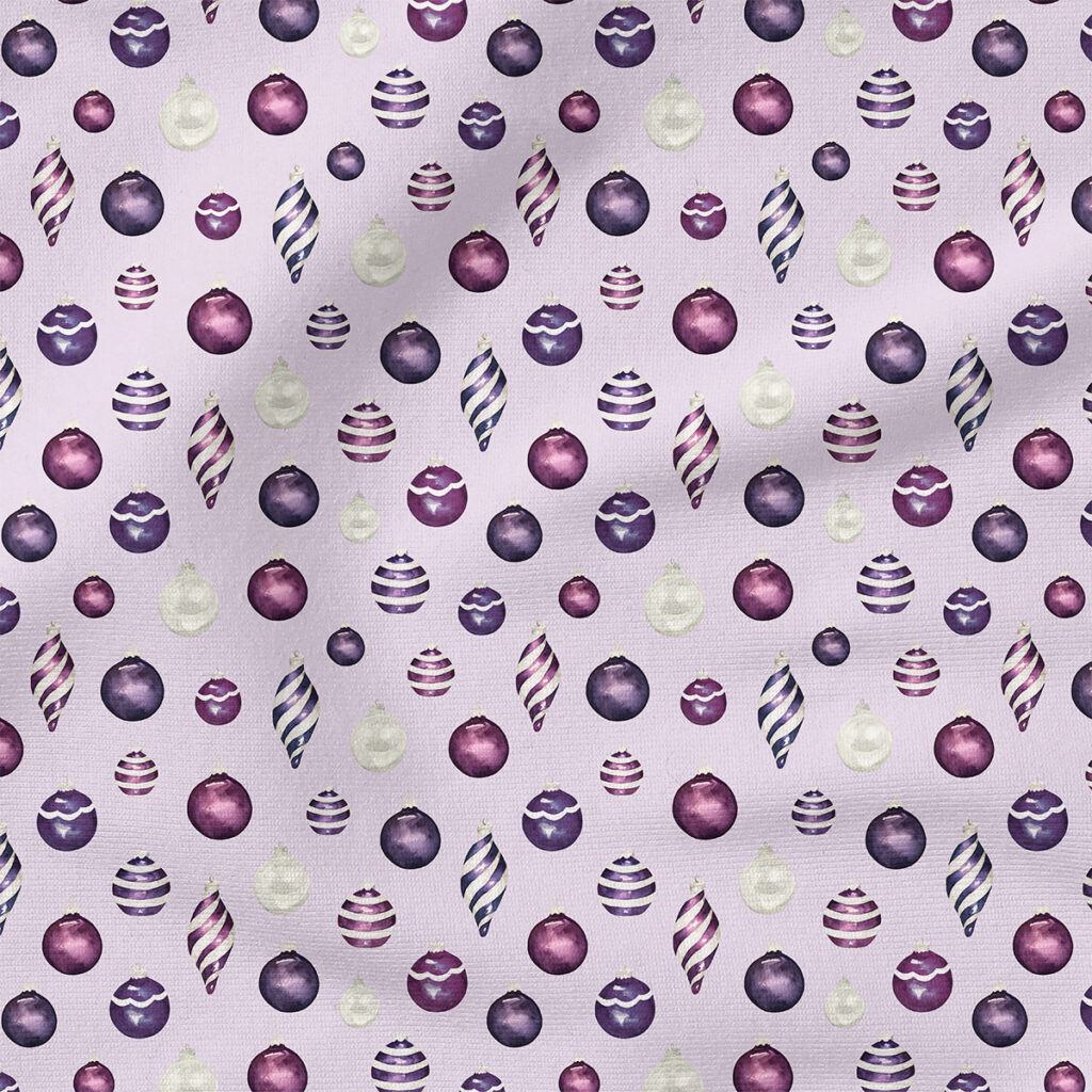 Ornaments (Light Purple) | Holiday Fabric Design | Cate and Rainn