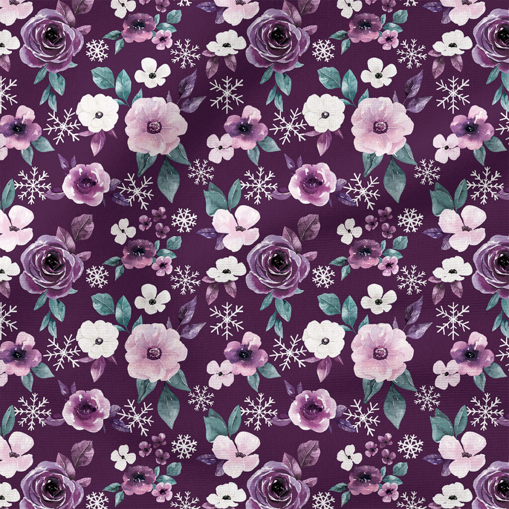 Snowflake Floral (Dark Purple) | Holiday