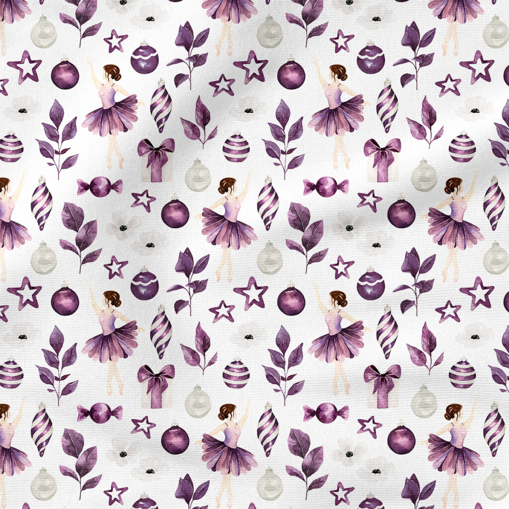 Sugar Plum Christmas (White) | Holiday Fabric Design | Cate and Rainn