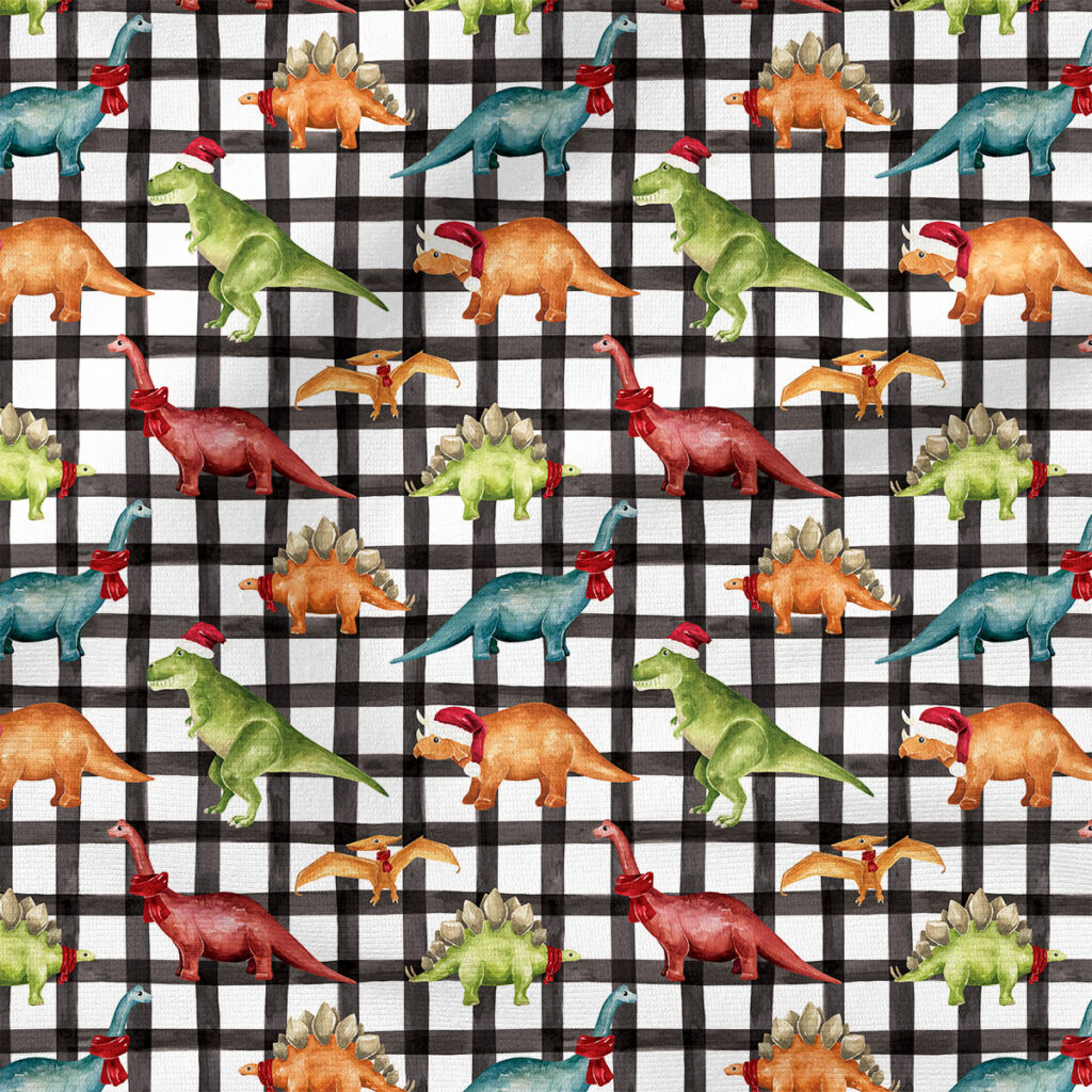 Christmas Dinos (Multicolor Plaid) | Christmas