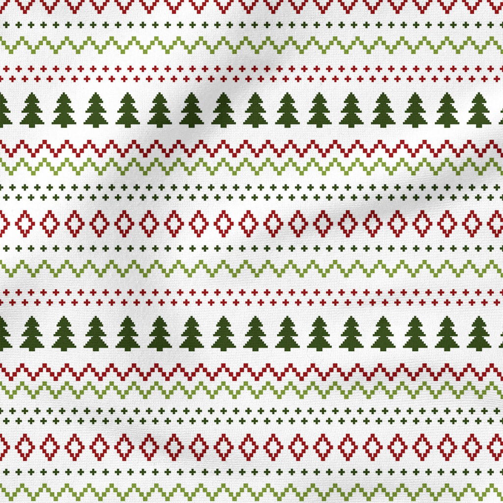 Christmas Sweater (Red and Green) | Stripes and Shapes Fabric Design | Cate and Rainn