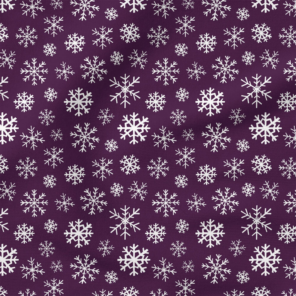 Snowflakes (Dark Purple) | Winter Fabric Design | Cate and Rainn