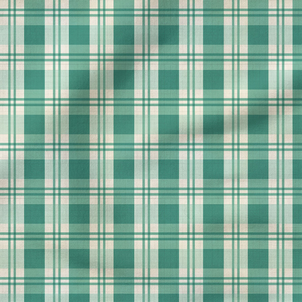 Plaid (Teal) | Stripes and Shapes Fabric Design | Cate and Rainn