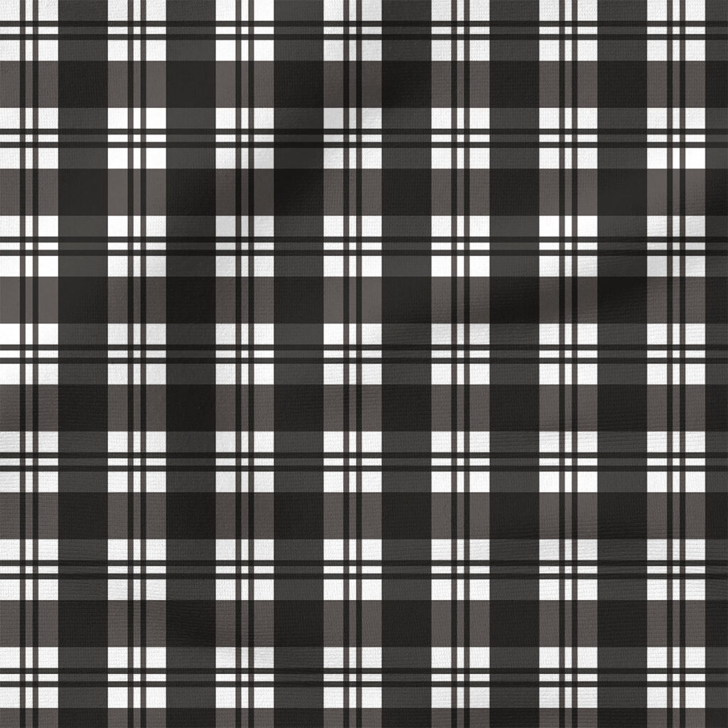 Plaid (Black and White) | Stripes and Shapes Fabric Design | Cate and Rainn