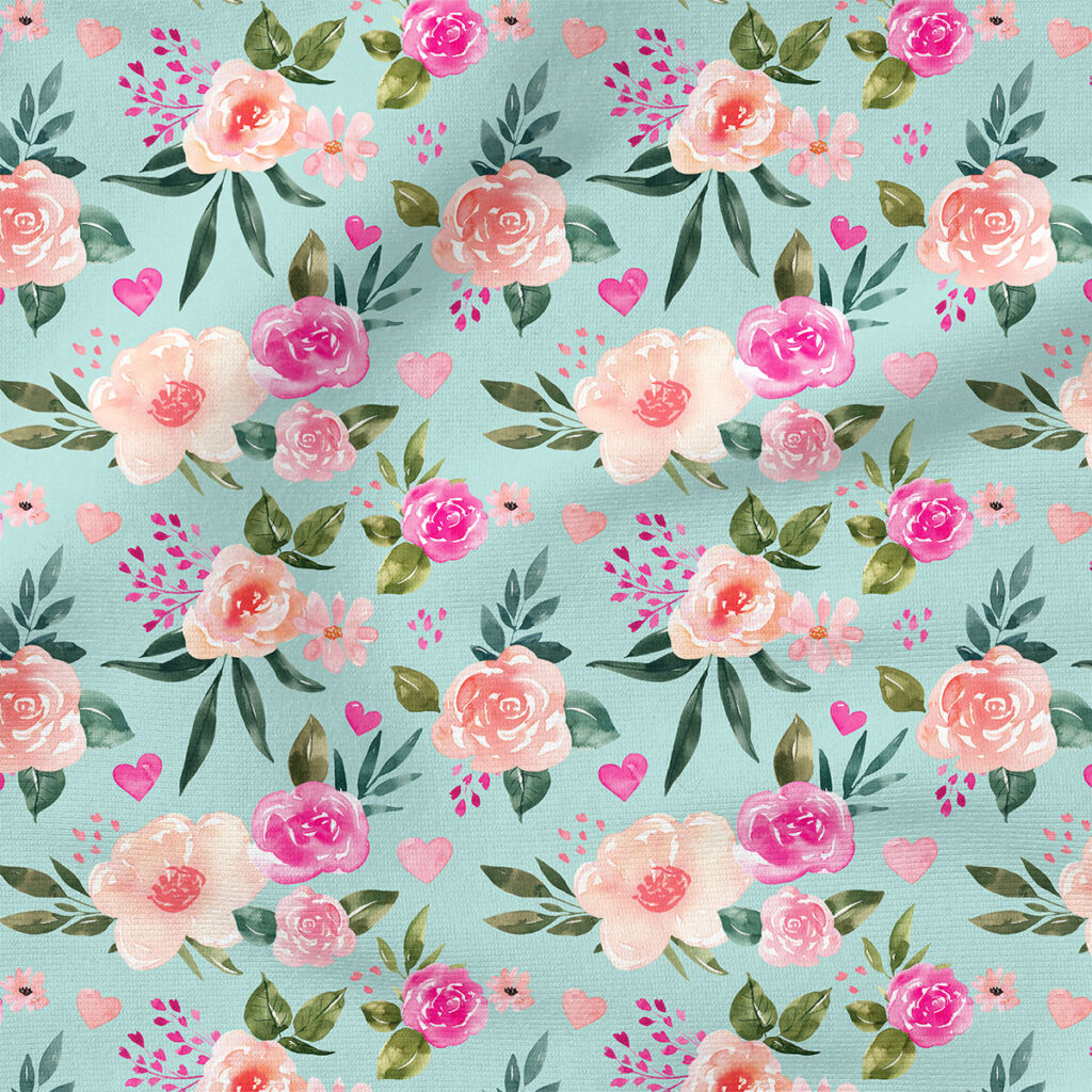 Valentine Floral (Blue) | Botanical Fabric Design | Cate and Rainn