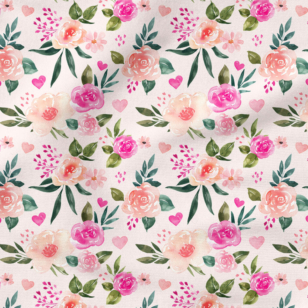 Valentines Floral (Pink) | Botanical Fabric Design | Cate and Rainn