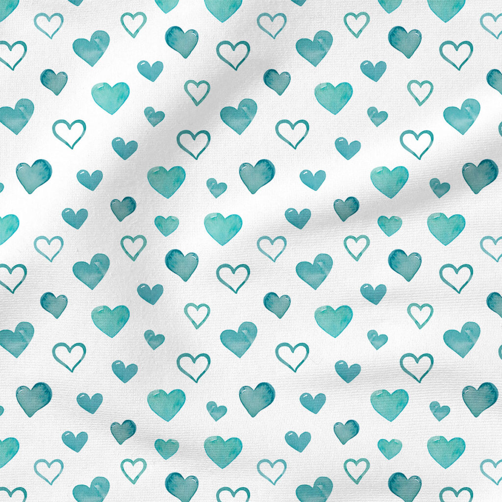 Valentines Hearts (Blue) |  Fabric Design | Cate and Rainn