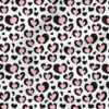 Valentines Leopard Print Hearts (Black Pink) | Animals Fabric Design | Cate and Rainn