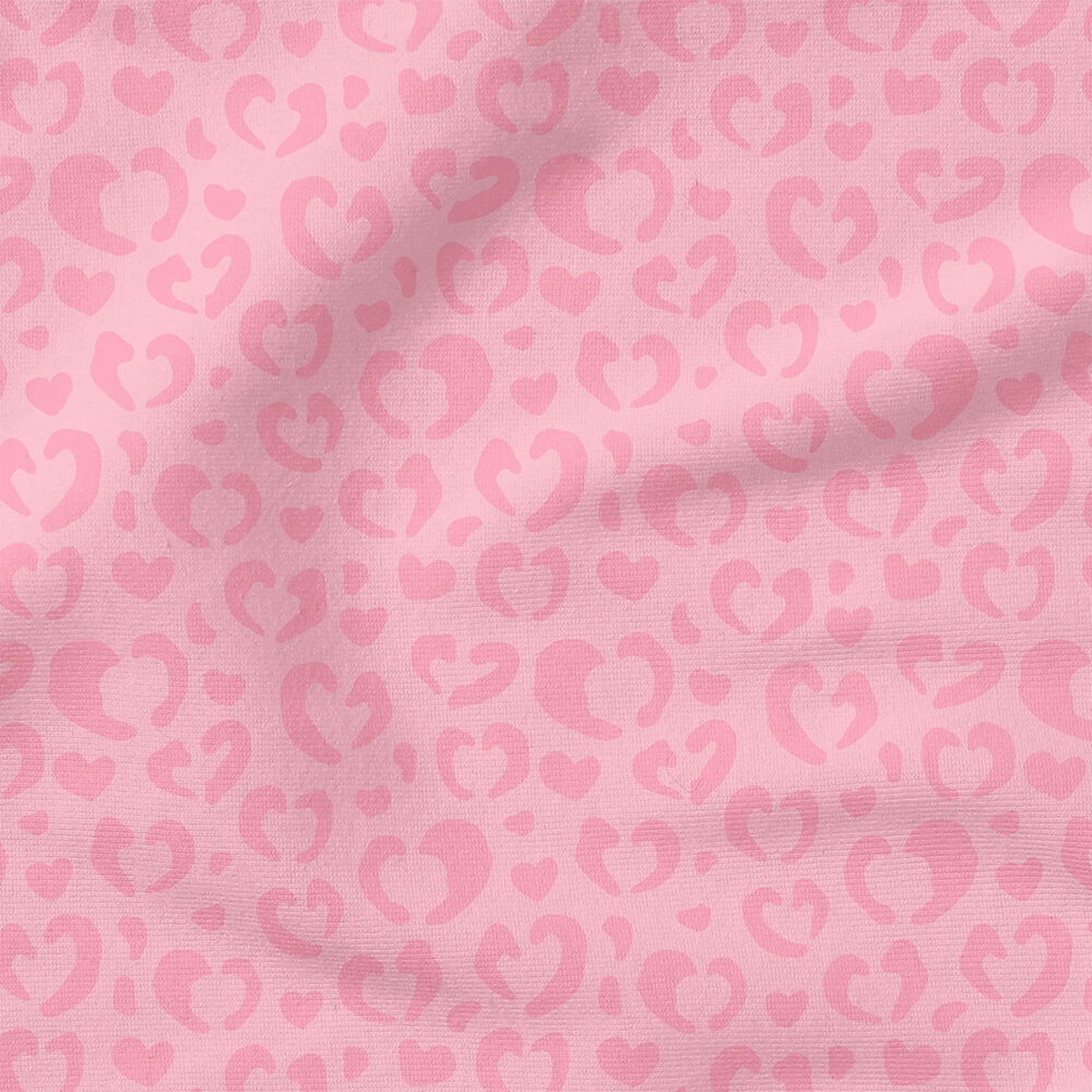 Valentines Leopard Print Hearts (Pink) | Animals Fabric Design | Cate and Rainn