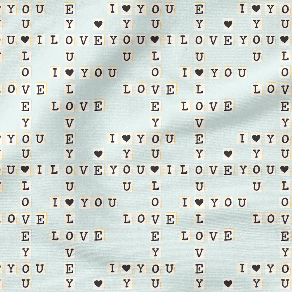 Valentines Letter Tiles (Blue) |  Fabric Design | Cate and Rainn